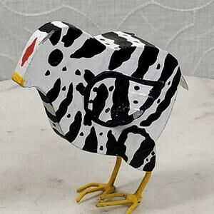 Dept 56 Chick 5” Zebra Print Metal Figurine Easter Farmhouse Folk Art Handmade